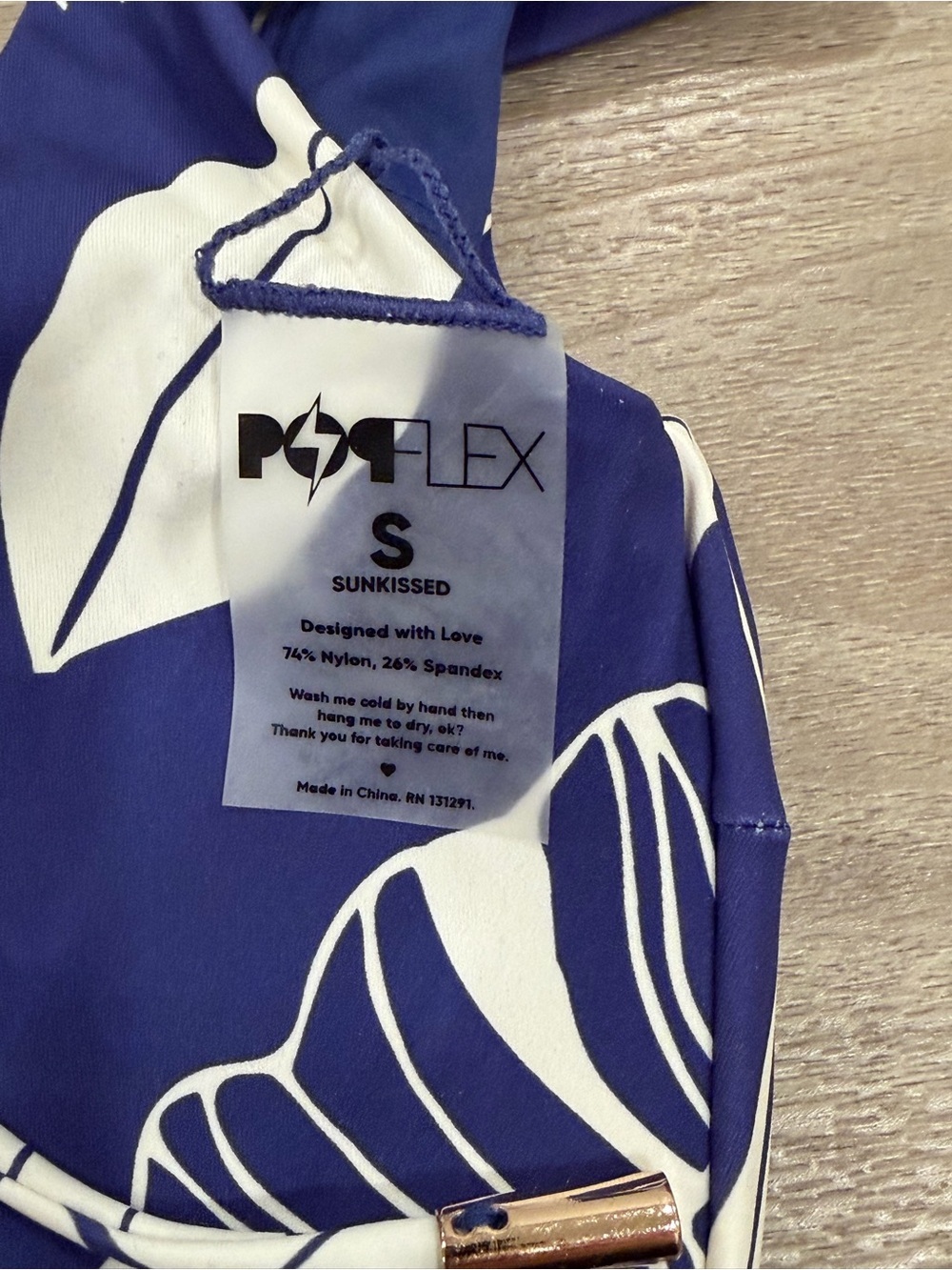 NWT Popflex Coastline Cap Sleeve Bikini Top in Blue Palm Size Small S - Picture 6 of 6